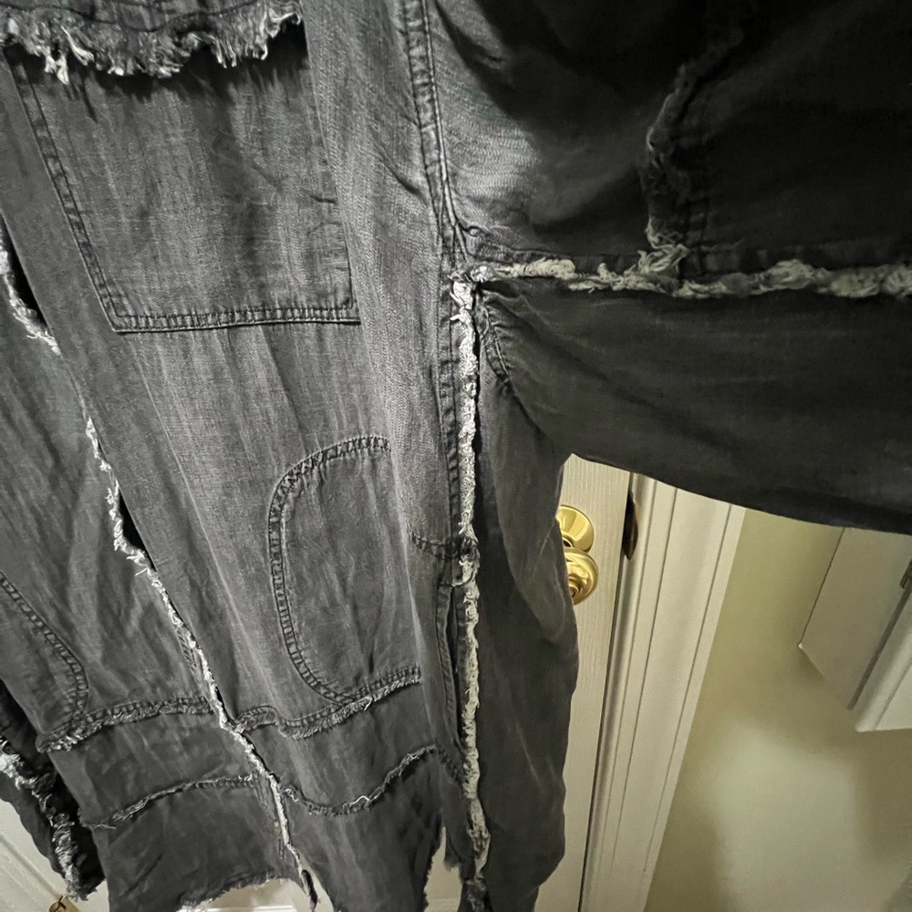 Easel Women's Black Frayed Button Down Dress - Picture 5 of 5